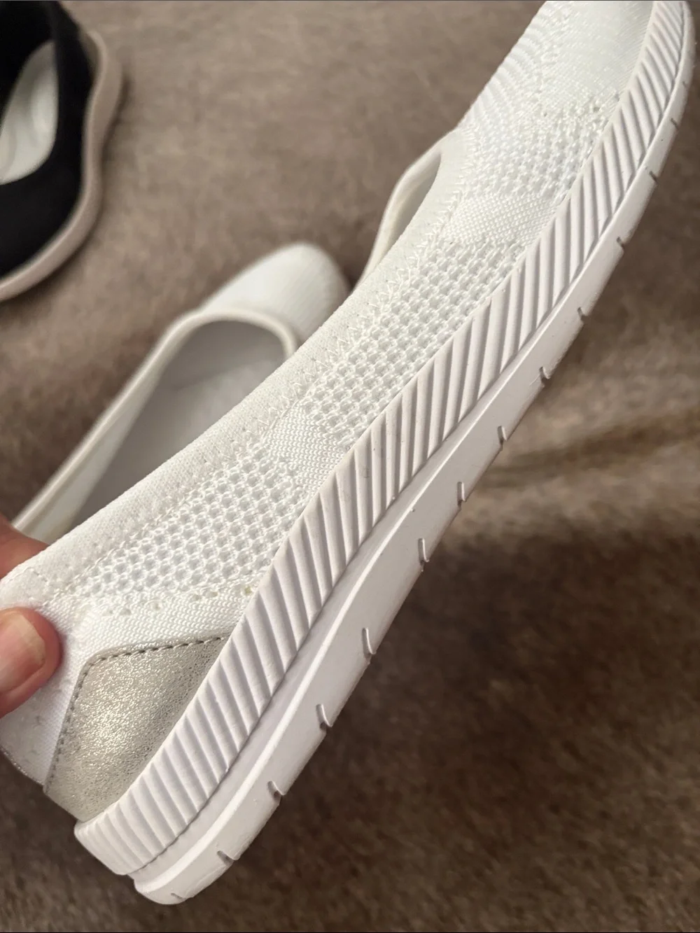 NWOB QVC Easy Spirit Glitz White Knit Slip On Walking Shoes Skimmer Flats Size 9 - Picture 7 of 9